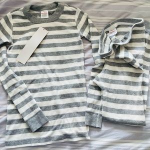 Hanna andersson grey and white striped pajamas!